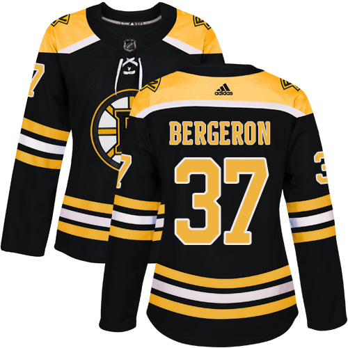 Adidas Boston Bruins #37 Patrice Bergeron Black Home Authentic Women Stitched NHL Jersey